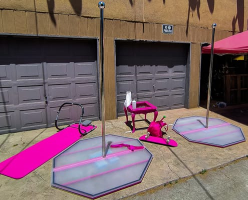 all star stages low profile pink portable acrylic stage and pole -3